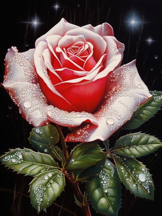 Алмазная мозаика без подрамника «Роза» 50x40 см, 50 цветов