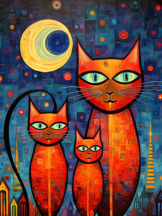 Алмазная мозаика без подрамника «Котэ» 25x20 см, 40 цветов
