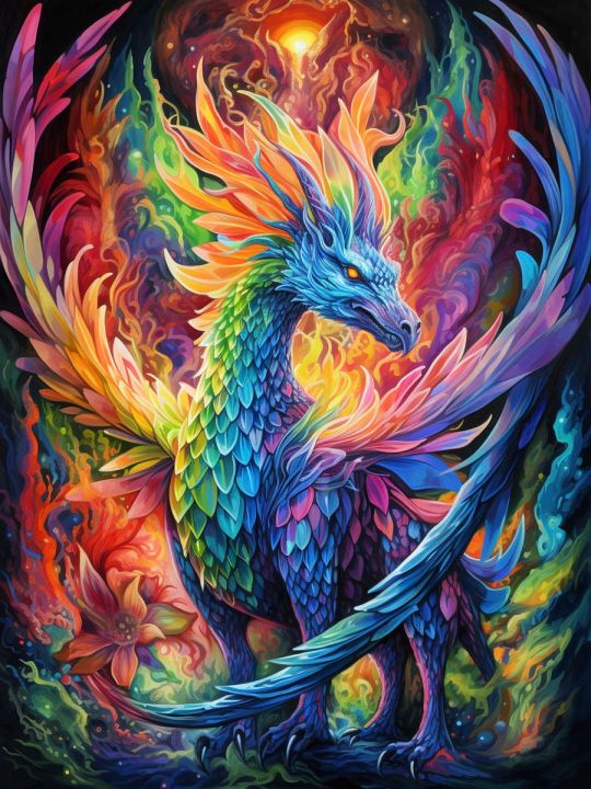 Алмазная мозаика без подрамника «Дракон» 90x70 см, 50 цветов