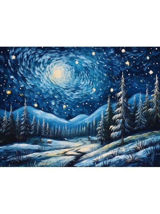 Алмазная мозаика без подрамника «Лунная ночь» 50x40 см, 50 цветов
