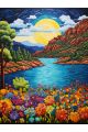 Алмазная мозаика без подрамника «Озеро» 25x20 см, 40 цветов