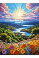 Алмазная мозаика на подрамнике «Цветочный луг» 70x50 см, 50 цветов