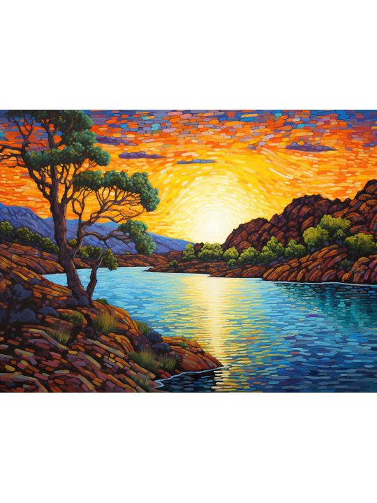 Алмазная мозаика без подрамника «Закат» 50x40 см, 48 цветов