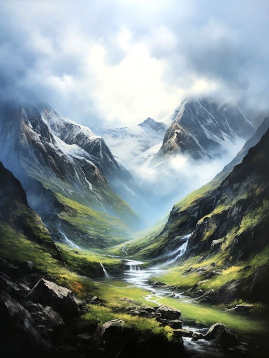 Алмазная мозаика на подрамнике «Горы» 40x30 см, 50 цветов