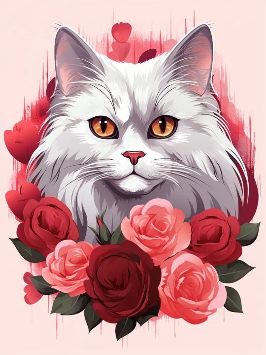 Алмазная мозаика без подрамника «Котик» 90x70 см, 50 цветов