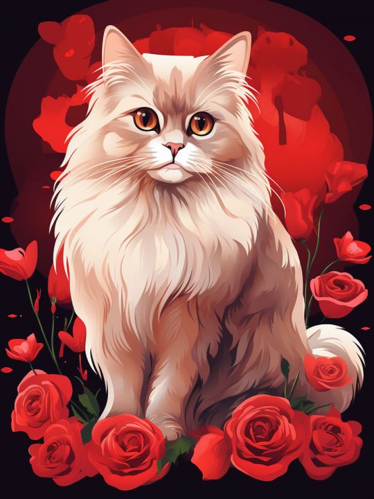 Алмазная мозаика без подрамника «Котик» 130x100 см, 50 цветов