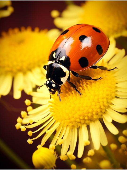 Алмазная мозаика на подрамнике «Жучок на цветке» 40x30 см, 50 цветов