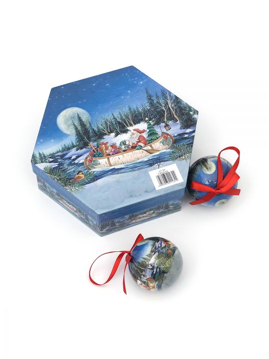 Елочные шары "Санта Клаус" небьющиеся в подарочной упаковке диаметр 7 см