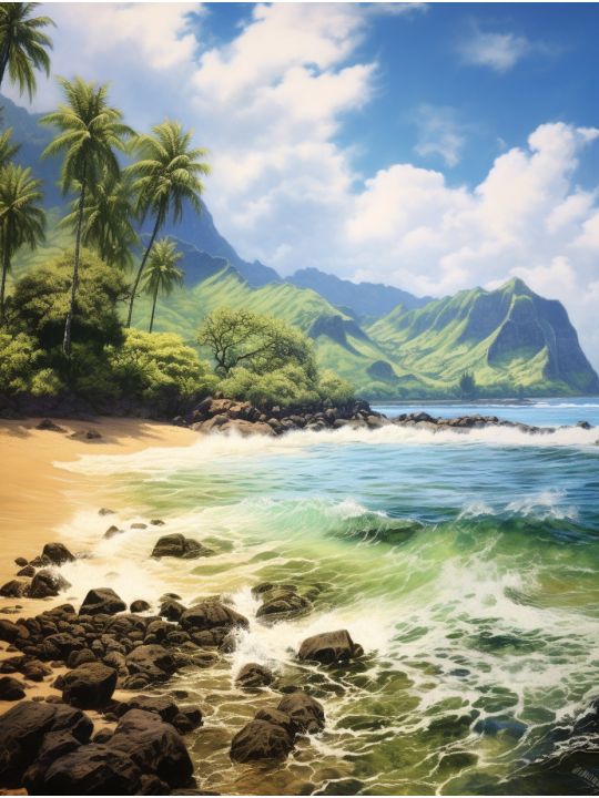 Алмазная мозаика на подрамнике «Остров» 70x50 см, 50 цветов