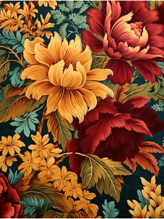 Алмазная мозаика без подрамника «Цветы» 90x70 см, 50 цветов