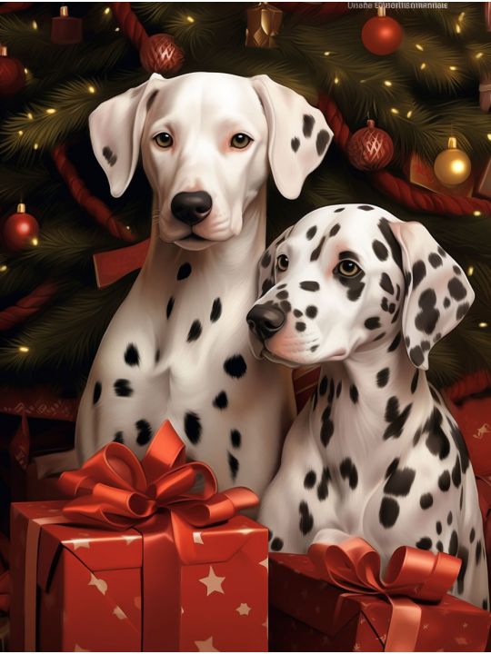 Алмазная мозаика на подрамнике «Два далматинца» 40x30 см, 43 цветов