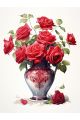 Алмазная мозаика без подрамника «Розы в вазе» 50x40 см, 50 цветов