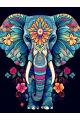 Алмазная мозаика без подрамника «Разноцветный слон» 50x40 см, 50 цветов