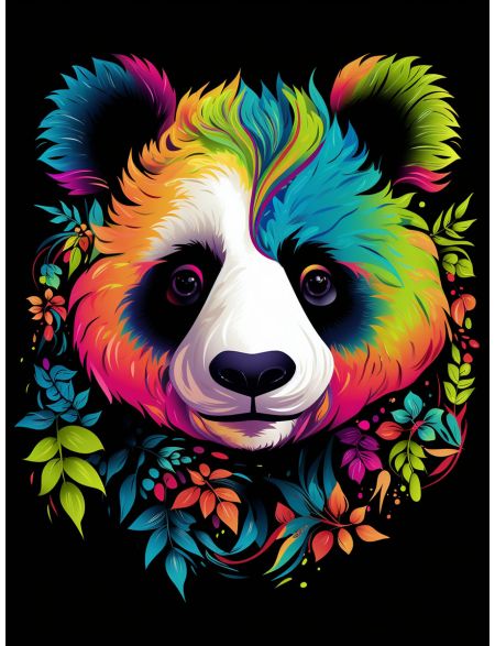Алмазная мозаика на подрамнике «Цветная панда» 50x40 см, 50 цветов