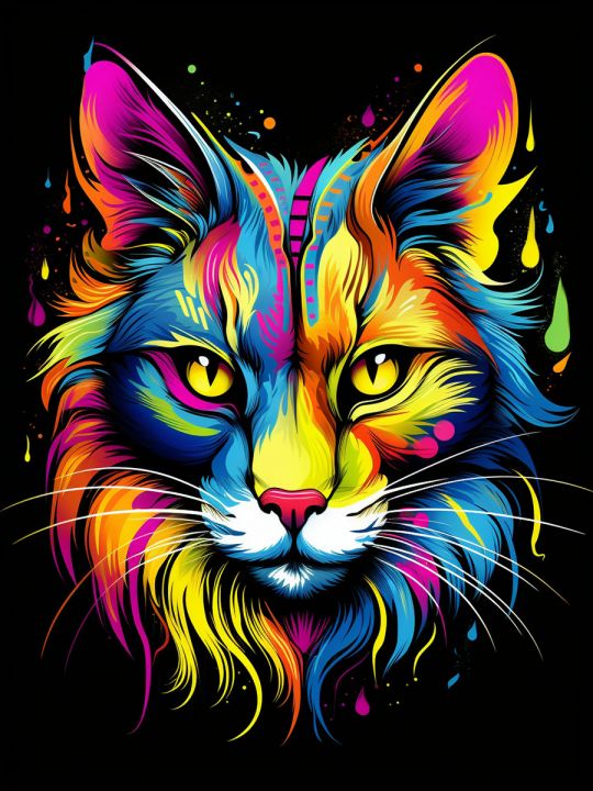 Алмазная мозаика без подрамника «Кошка» 130x100 см, 50 цветов