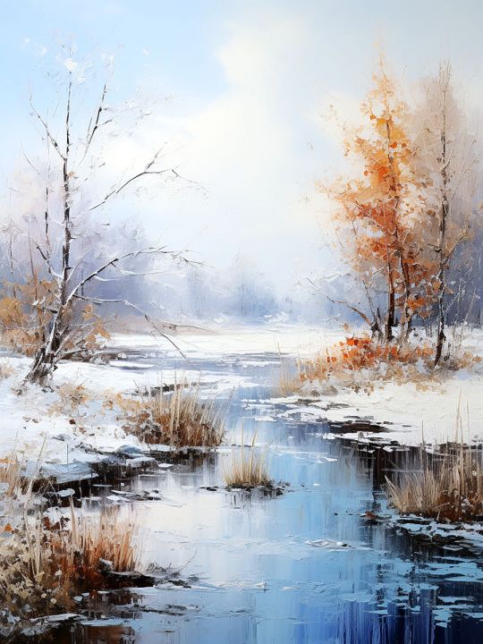 Картина интерьерная «Зимний пейзаж» холст 60 x 50 см