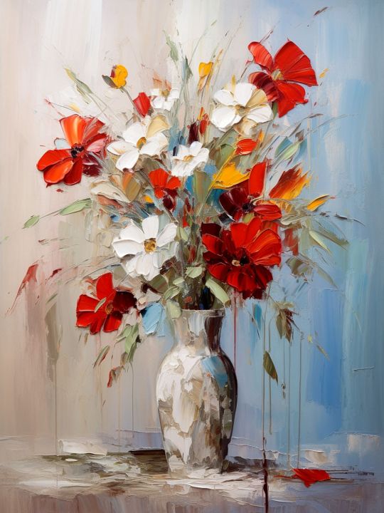 Картина интерьерная «Цветы в вазе» холст 50 x 40 см