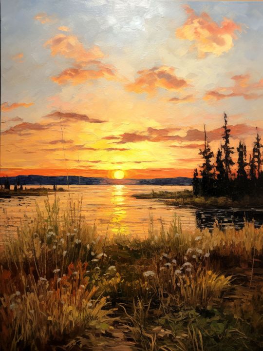 Картина интерьерная «Закат» холст 18 x 24 см