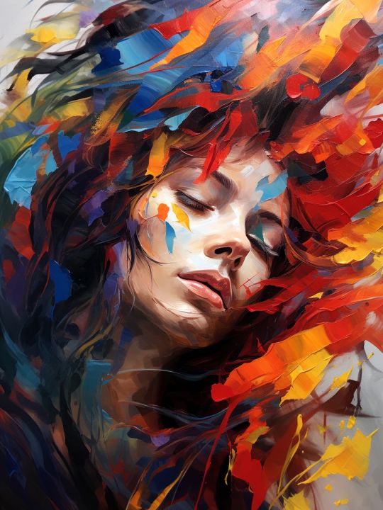 Картина интерьерная «Девушка в красках» холст 70 x 50 см