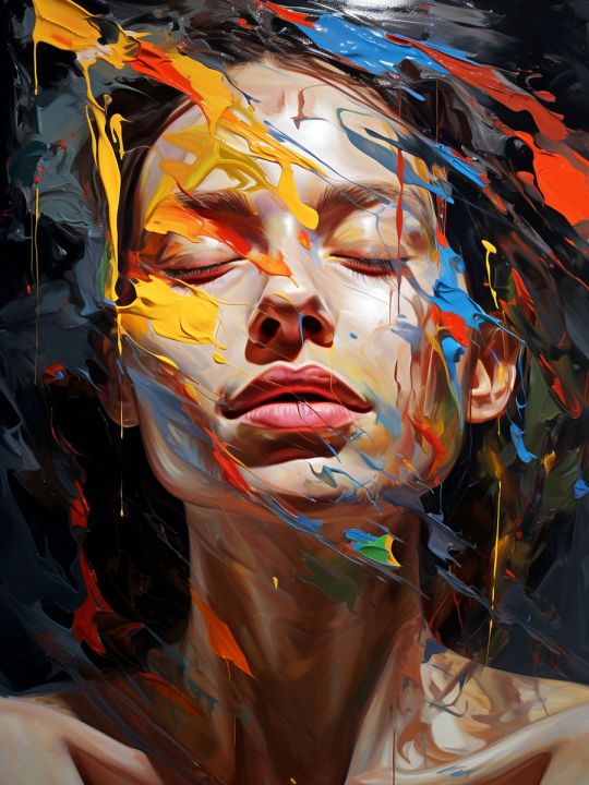 Картина интерьерная «Девушка в красках» холст 80 x 60 см