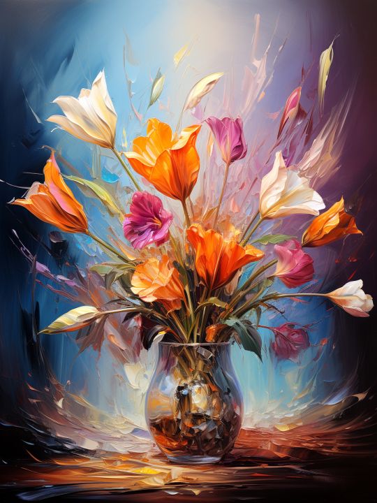 Картина интерьерная «Цветы» холст 70 x 50 см