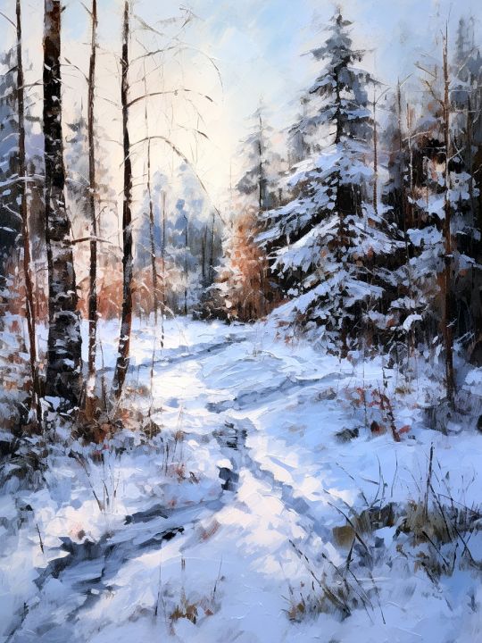 Картина интерьерная «Зимний пейзаж» холст 18 x 24 см