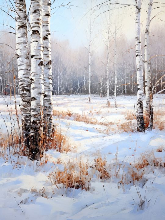 Картина интерьерная «Зимний пейзаж» холст 18 x 24 см