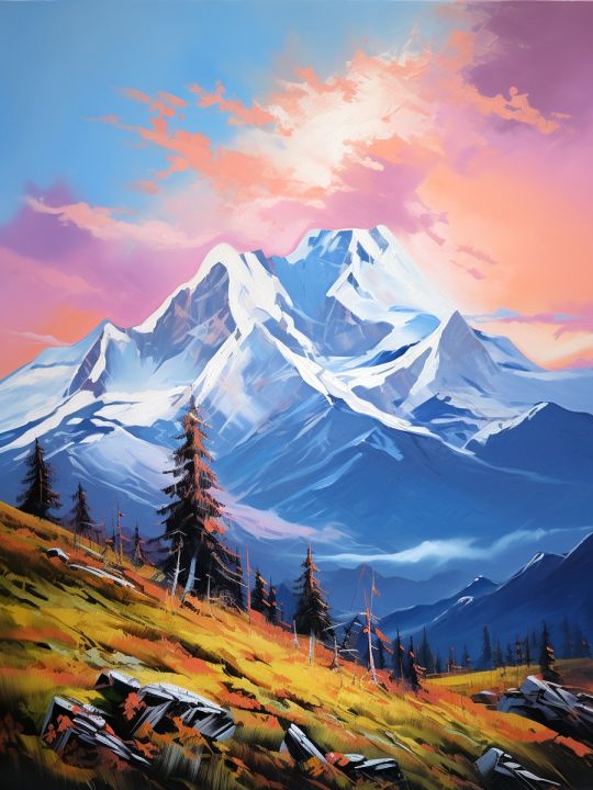 Картина интерьерная «Горы» холст 40 x 30 см