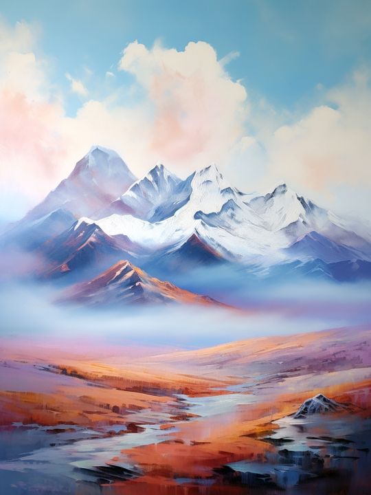 Картина интерьерная «Горы» холст 60 x 50 см