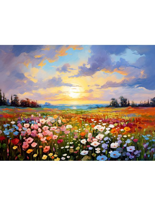 Картина интерьерная «Цветочная поляна» холст 90 x 70 см