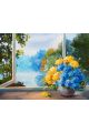 Картина интерьерная «Цветы на подоконнике» холст 80 x 60 см