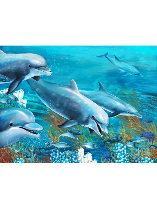 Картина интерьерная «Дельфины» холст 25 x 35 см