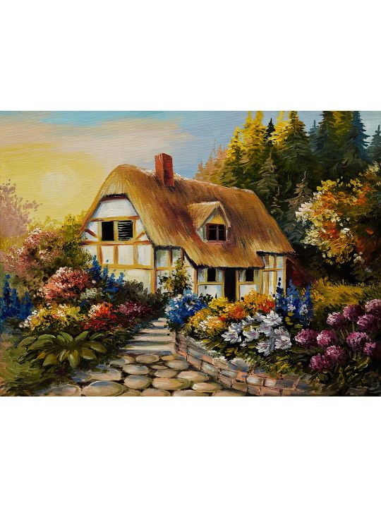 Картина интерьерная «Домик в деревне» холст 70 x 50 см