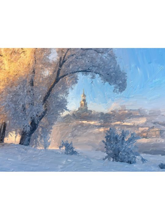 Картина интерьерная «Зимний пейзаж» холст 90 x 70 см