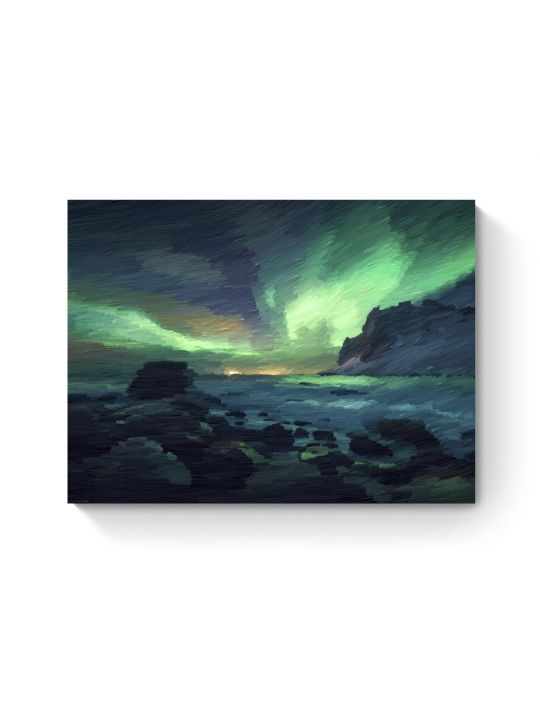Картина интерьерная на подрамнике «Северное сияние» холст 40 x 30 см