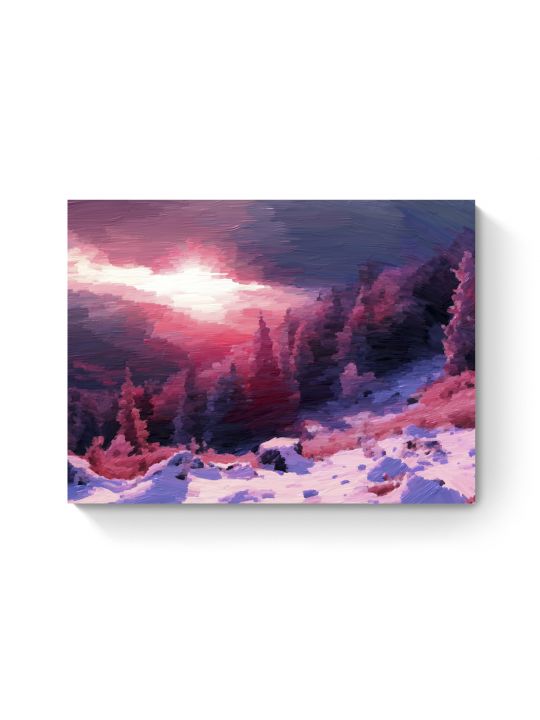 Картина интерьерная на подрамнике «Закат в горах» холст 40 x 30 см