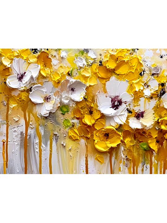 Картина интерьерная «Желтые цветы» холст 80 x 60 см