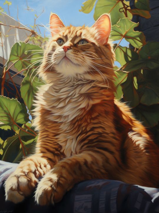 Алмазная мозаика без подрамника «Кот на отдыхе» 70x50 см, 50 цветов