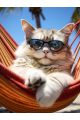 Алмазная мозаика без подрамника «Кот на отдыхе» 25x20 см, 40 цветов