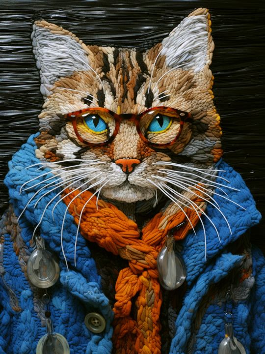 Алмазная мозаика без подрамника «Крутой кот» 130x100 см, 50 цветов