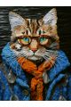 Алмазная мозаика без подрамника «Крутой кот» 50x40 см, 50 цветов
