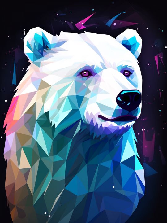 Алмазная мозаика без подрамника «Белый медведь» 40x30 см, 50 цветов