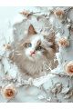 Алмазная мозаика без подрамника «Кот за стеной» 40x30 см, 50 цветов