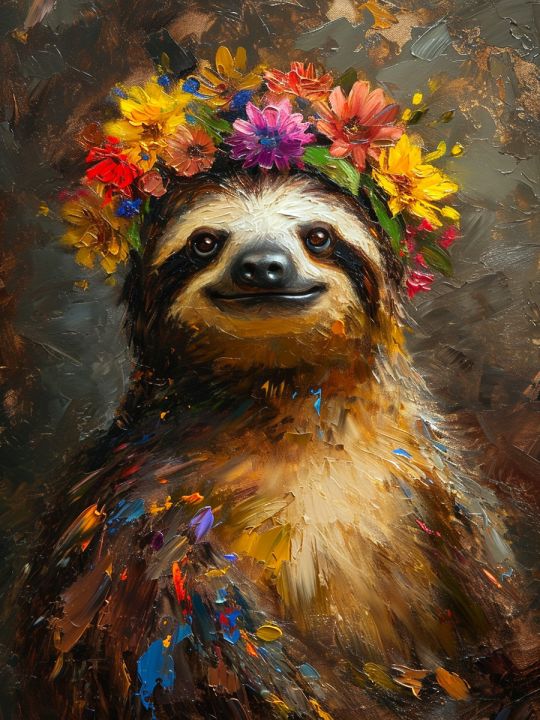 Алмазная мозаика на подрамнике «Ленивец красками» 50x40 см, 50 цветов