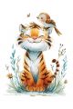 Алмазная мозаика без подрамника «Рисунок тигрёнка» 40x30 см, 50 цветов