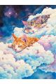 Алмазная мозаика без подрамника «Коты в облаках» 40x30 см, 50 цветов