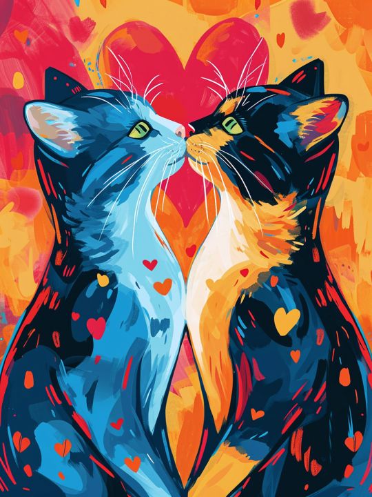 Алмазная мозаика без подрамника «Котики» 25x20 см, 39 цветов