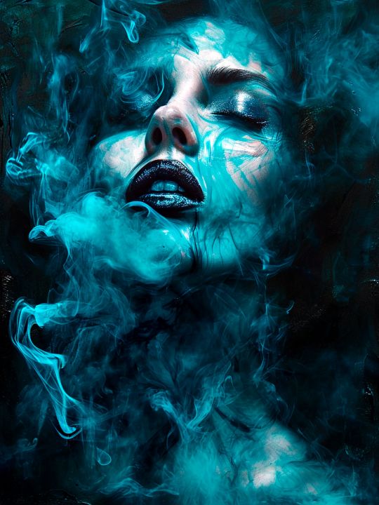 Картина интерьерная «Девушка в дыму» холст 70 x 50 см