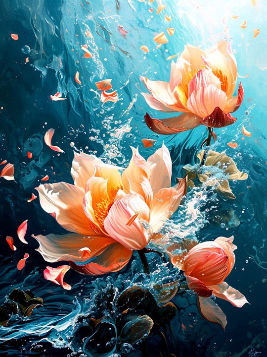 Картина интерьерная «Цветок в море» холст 130 x 100 см