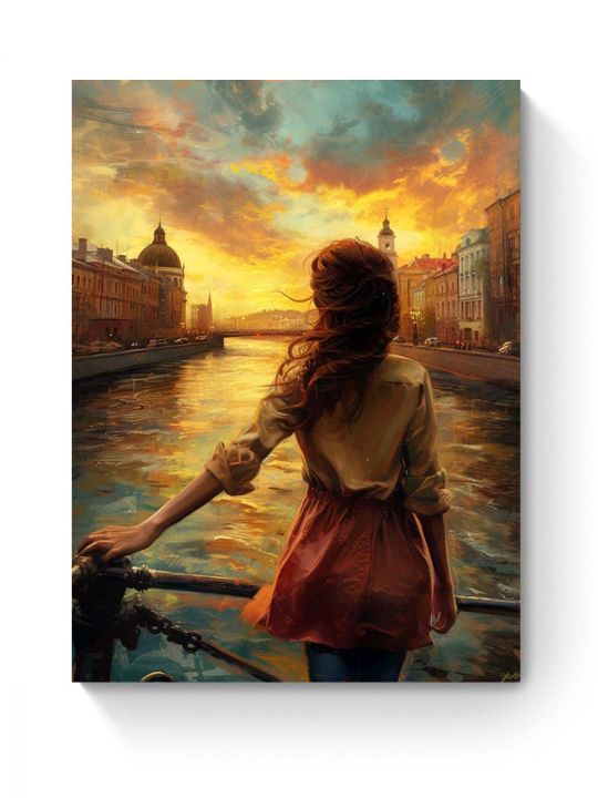 Картина интерьерная на подрамнике «Закат Петербурга» холст 40 x 30 см